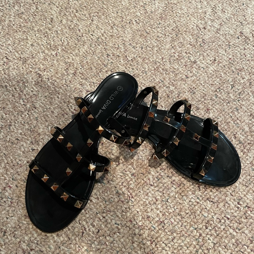 Black studded sandals